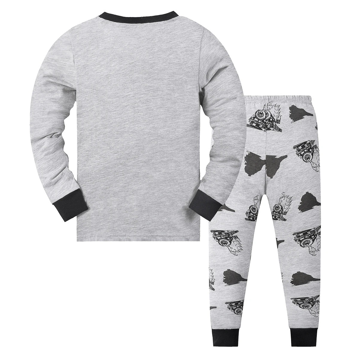 Soft Cotton Polyester Pajama Set Train Cartoon Print Long Sleeve And Long Pants For Boys Aged 2 To 9 - ToylandEU