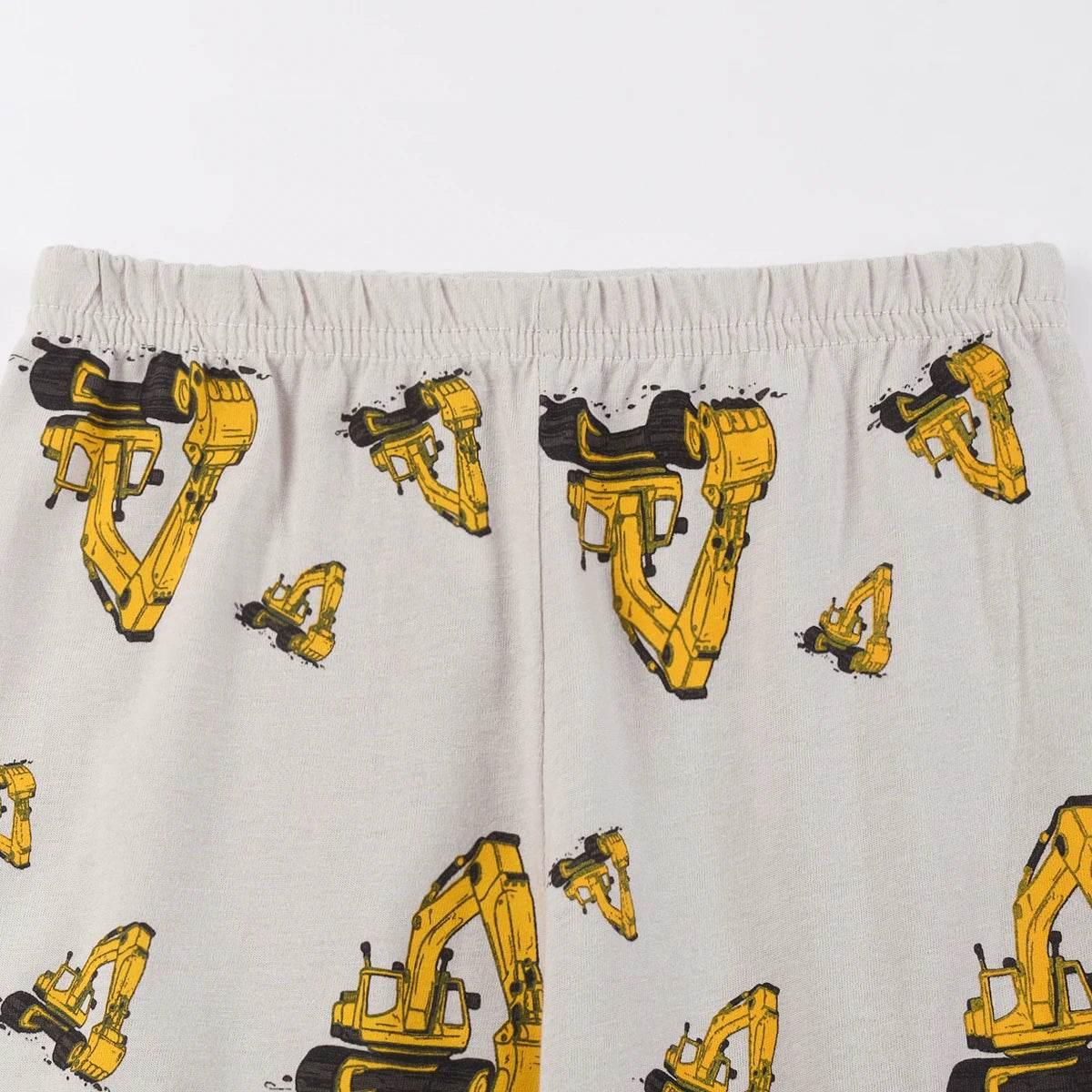 Soft Cotton Polyester Pajama Set With Long Sleeve And Long Pants Cartoon Excavator Print For Boys Ages 2 To 9 - ToylandEU