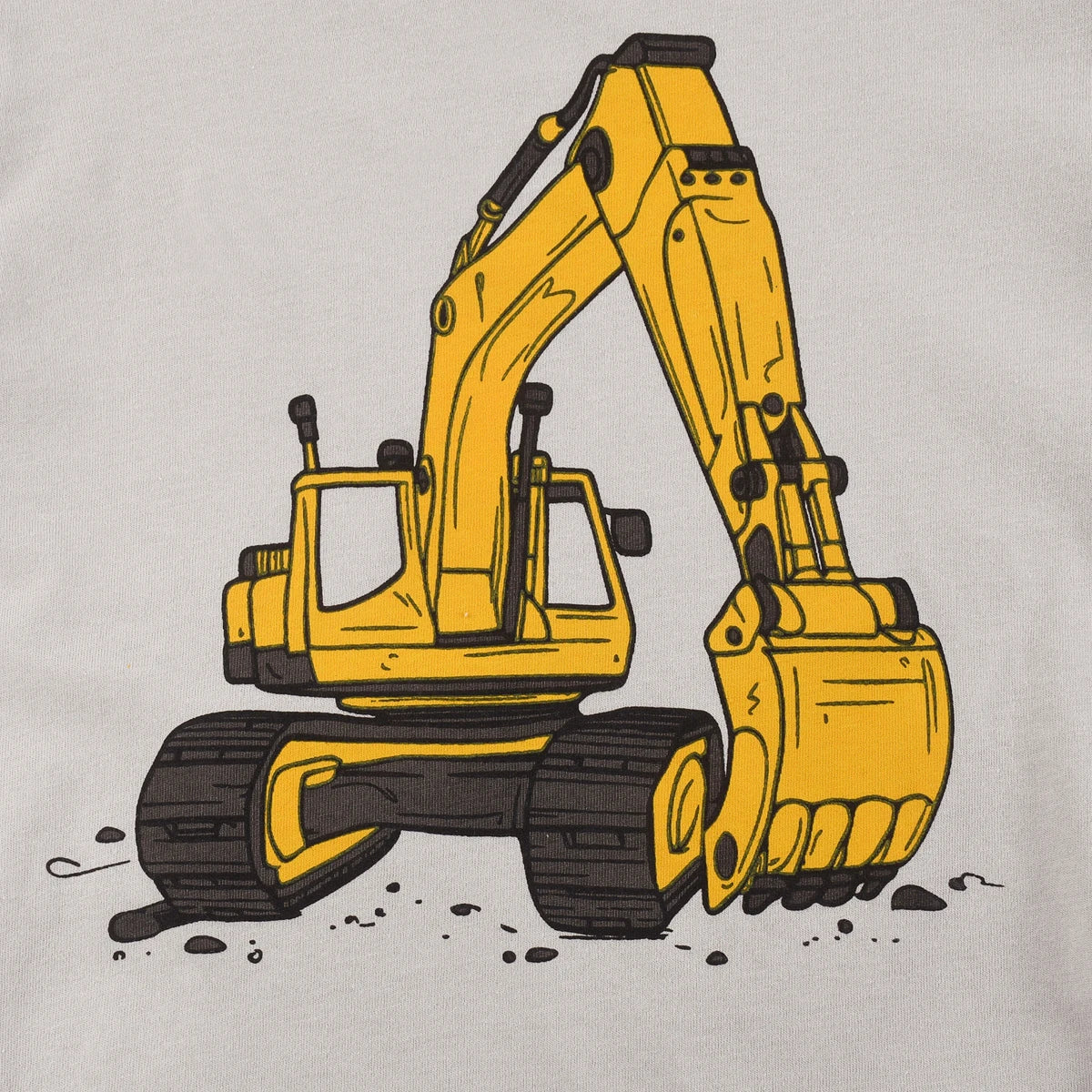 Soft Cotton Polyester Pajama Set With Long Sleeve And Long Pants Cartoon Excavator Print For Boys Ages 2 To 9 - ToylandEU