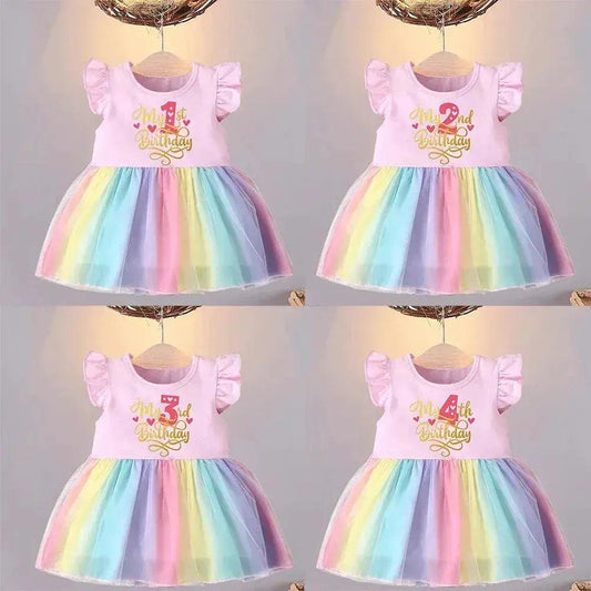  Soft Cotton Rainbow Birthday Dress For Baby Girls Cozy -  ToylandEU™