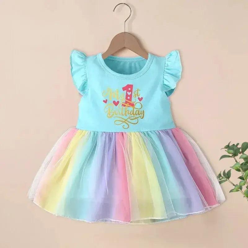 Soft Cotton Rainbow Birthday Dress For Baby Girls Cozy -  ToylandEU™