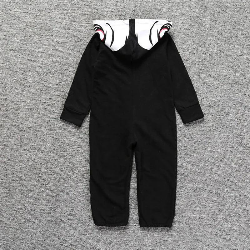 Soft Cotton Skull Print Hooded Romper For Baby Unisex Halloween Costume - ToylandEU