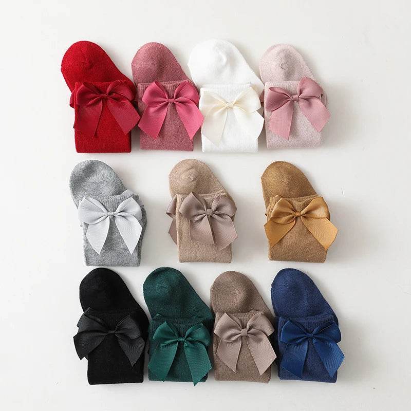 Soft Cotton Socks Knee High With Big Bow For Toddlers Girls - ToylandEU