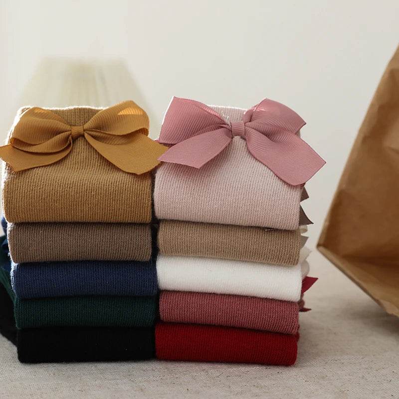 Soft Cotton Socks Knee High With Big Bow For Toddlers Girls - ToylandEU