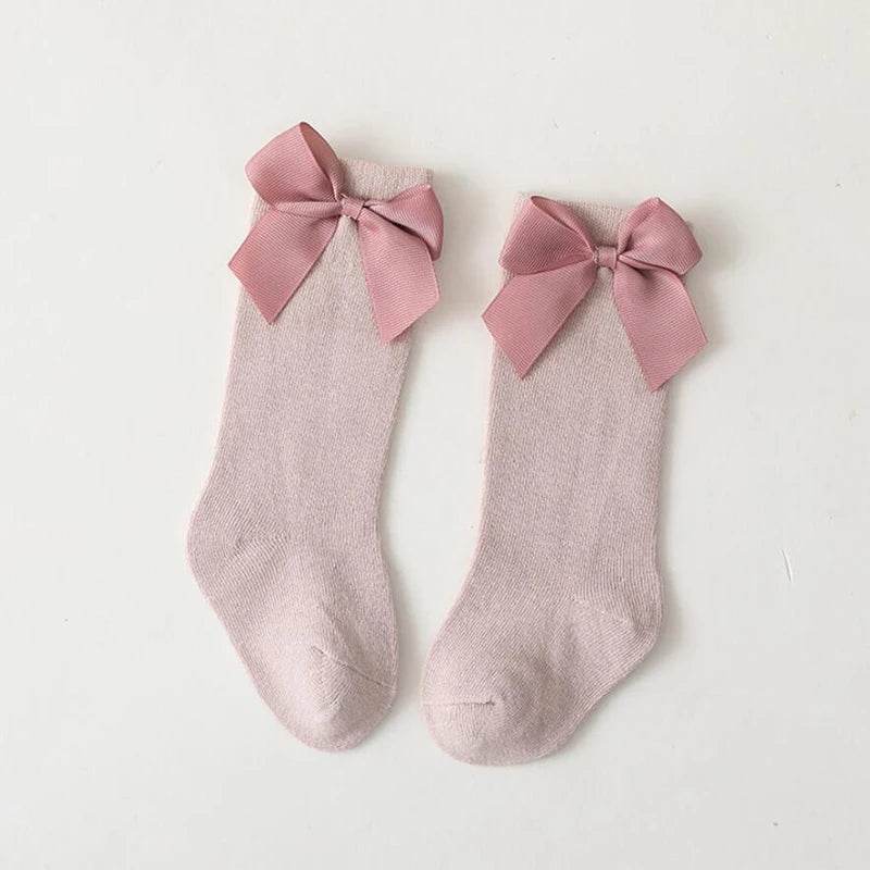 Soft Cotton Socks Knee High With Big Bow For Toddlers Girls - ToylandEU
