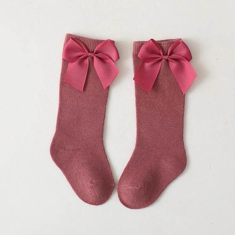 Soft Cotton Socks Knee High With Big Bow For Toddlers Girls - ToylandEU
