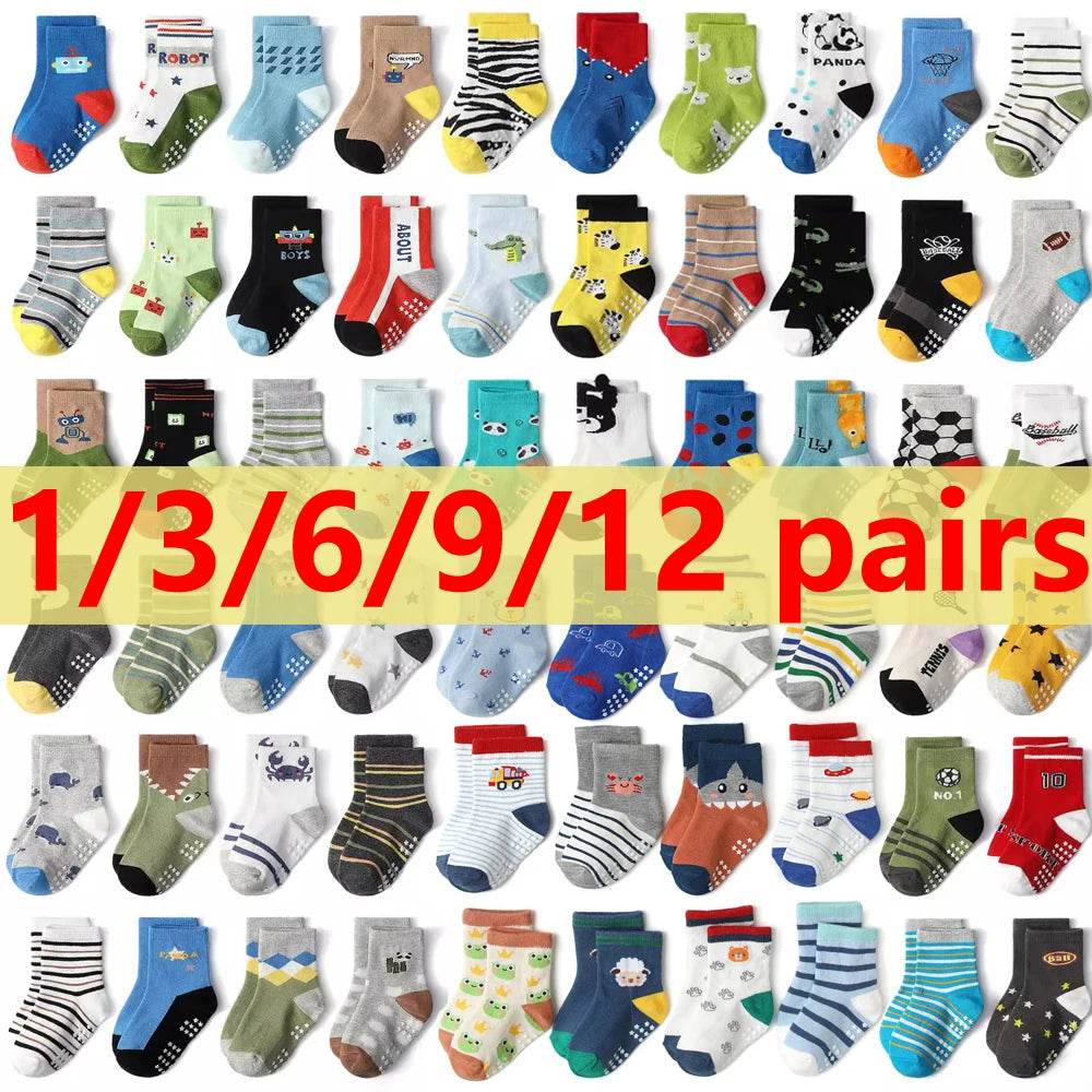 Soft Cotton Socks Non Slip Cartoon Patterned For Baby Boys - ToylandEU
