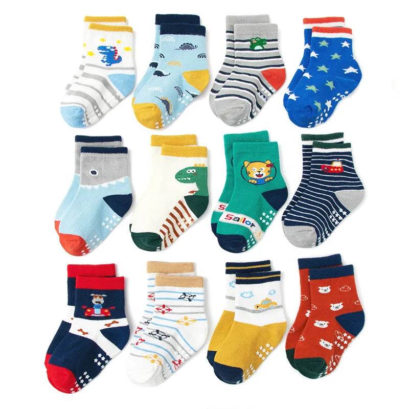 Soft Cotton Socks Non Slip Cartoon Patterned For Baby Boys - ToylandEU