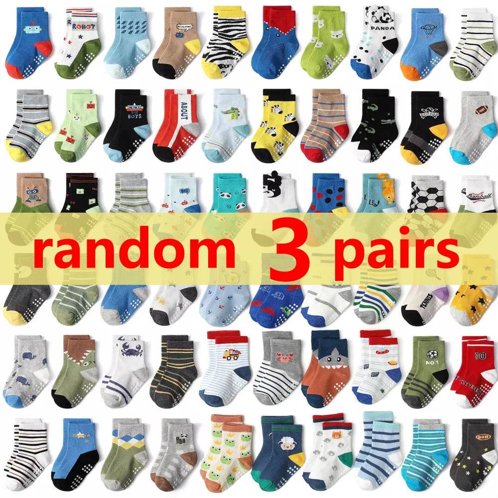 Soft Cotton Socks Non Slip Cartoon Patterned For Baby Boys - ToylandEU