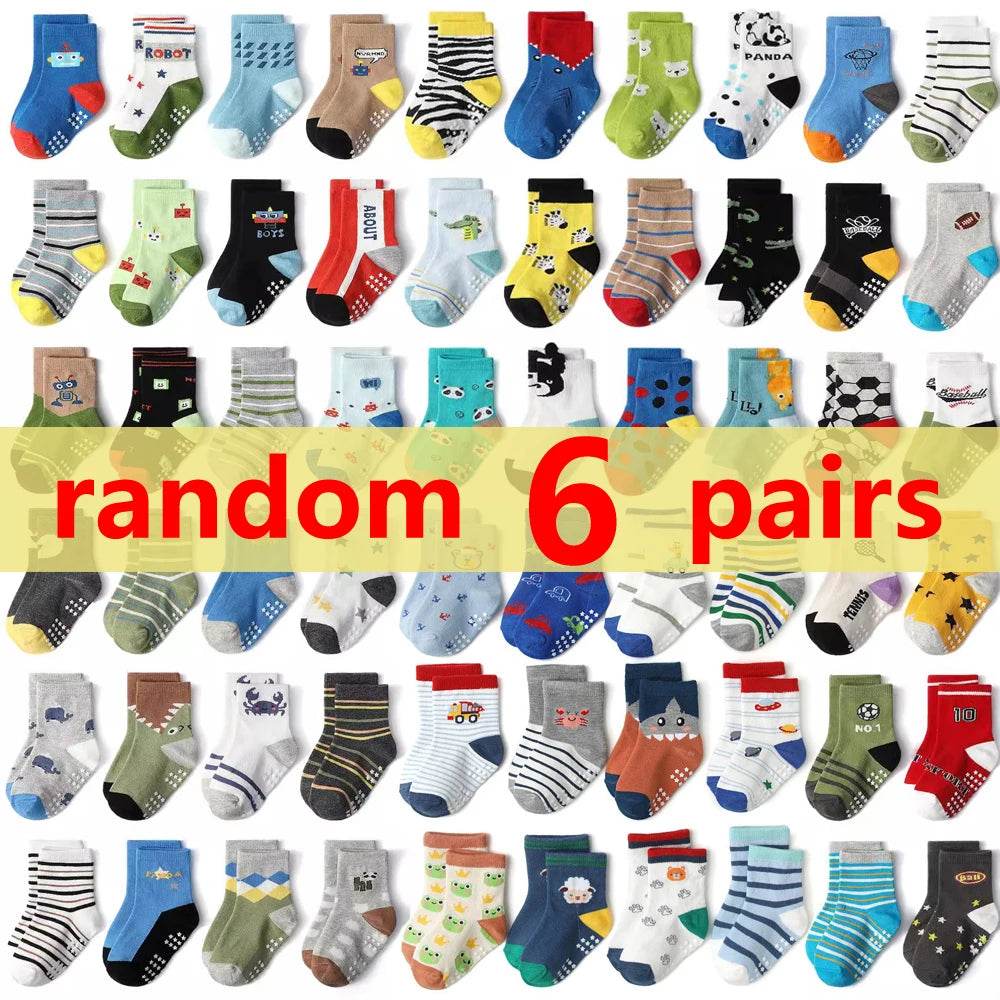 Soft Cotton Socks Non Slip Cartoon Patterned For Baby Boys - ToylandEU