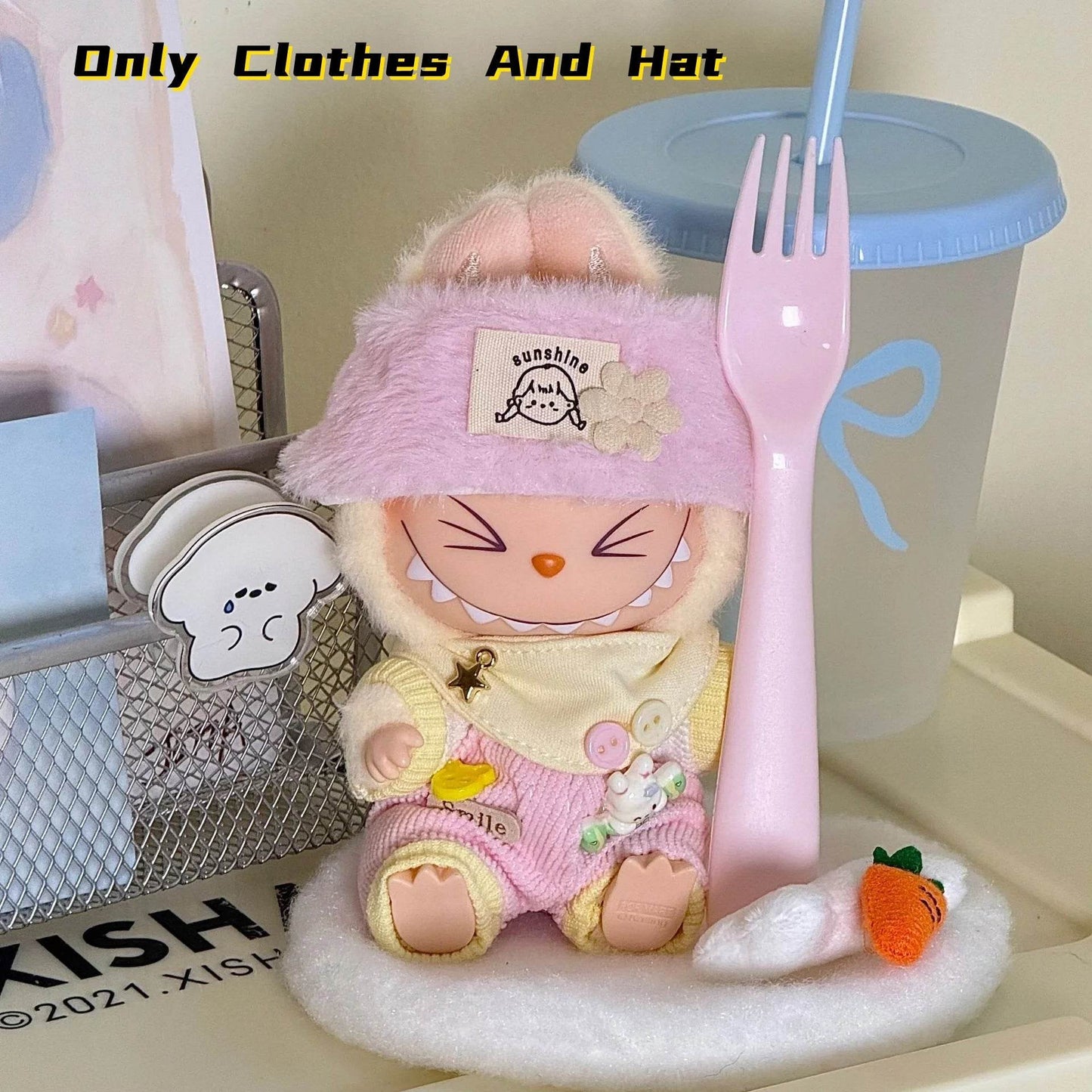 Soft Fabric Overall Set for 17cm Labubu Doll with Colorful Summer Design for Fashion Enthusiasts Labubu - ToylandEU