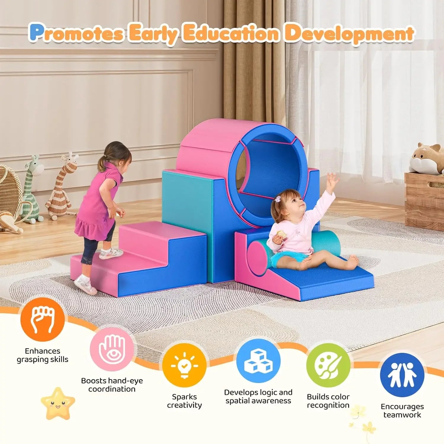 Soft Foam Climbing Blocks For Toddlers Five Piece Play Set - ToylandEU