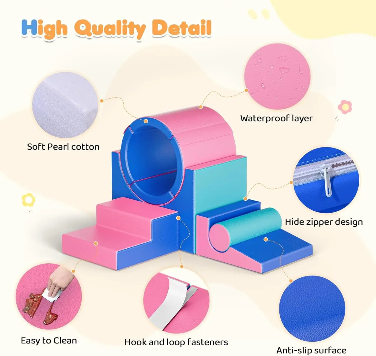 Soft Foam Climbing Blocks For Toddlers Five Piece Play Set - ToylandEU