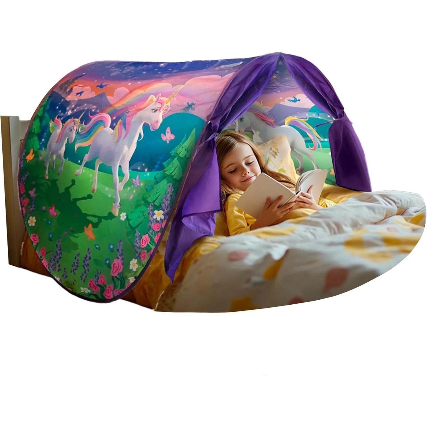 Soft Foldable Kids Bed Tent With Light And Storage Pocket - ToylandEU