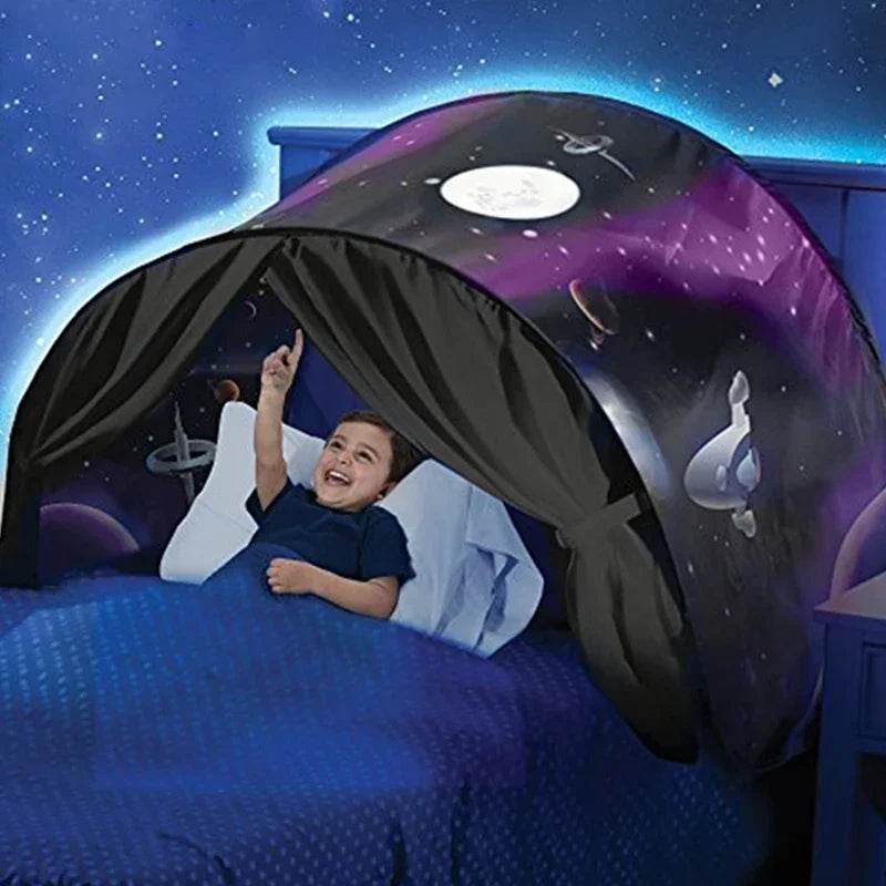 Soft Foldable Kids Bed Tent With Light And Storage Pocket - ToylandEU