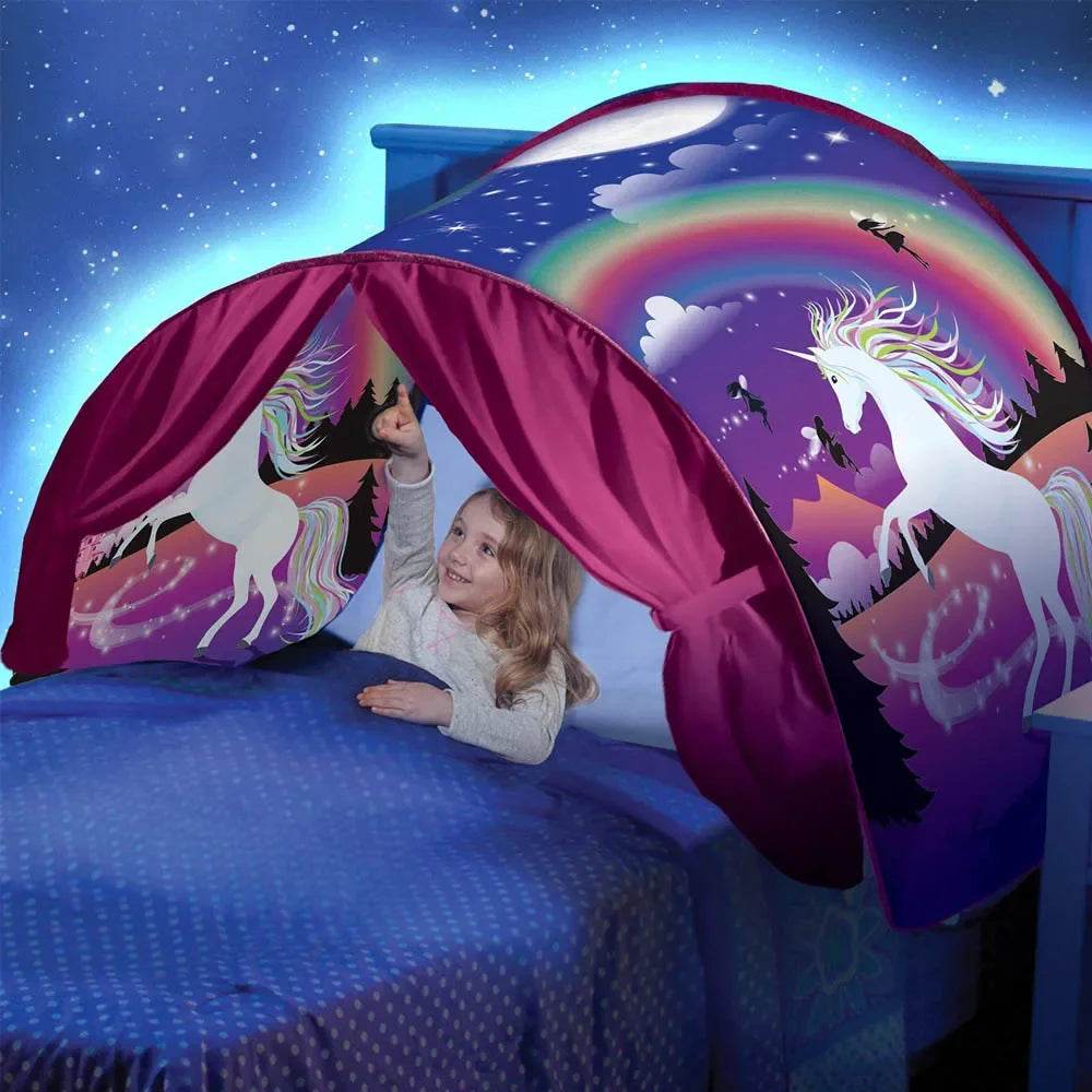 Soft Foldable Kids Bed Tent With Light And Storage Pocket - ToylandEU
