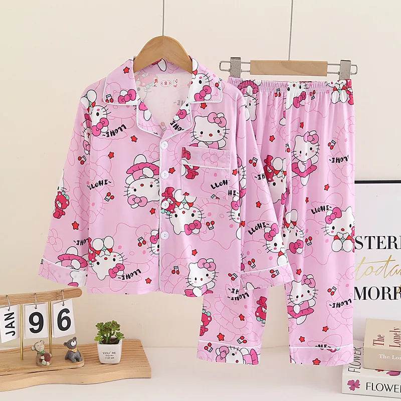 Soft Kids Pajama Set Cartoon Print Two Piece For Unisex Children Spring And Autumn - ToylandEU
