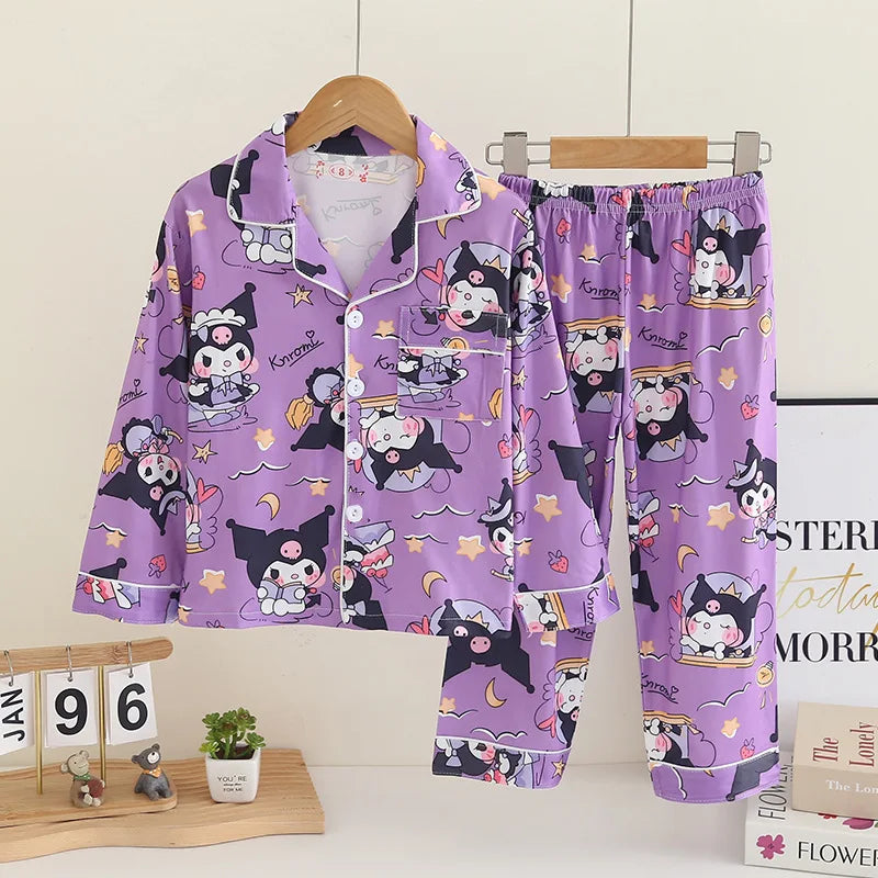 Soft Kids Pajama Set Cartoon Print Two Piece For Unisex Children Spring And Autumn - ToylandEU