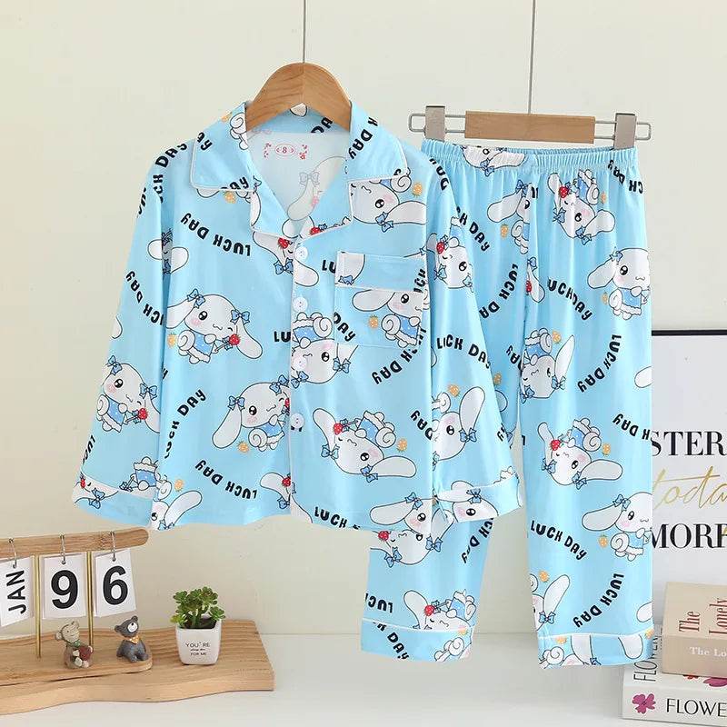 Soft Kids Pajama Set Cartoon Print Two Piece For Unisex Children Spring And Autumn - ToylandEU