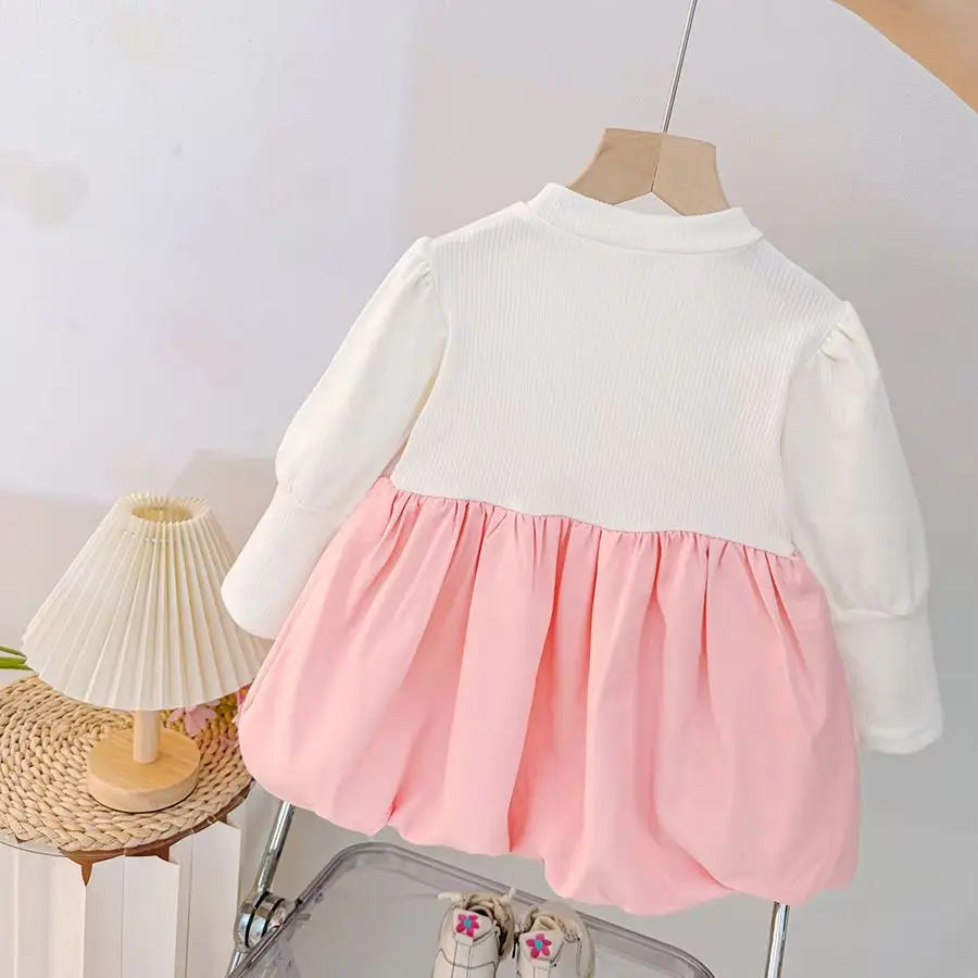 Soft Knit Baby Dress Bunny Bow Decoration For Baby Girls Long Sleeve Autumn Casual - ToylandEU