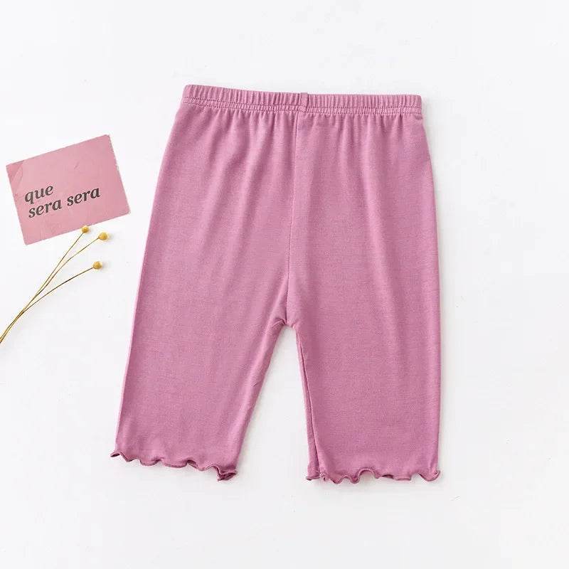 Soft Modal Cotton Knee Length Girls Leggings With Ruched Ruffle Details For Ages 3 To 10 - ToylandEU