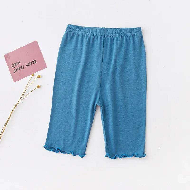 Soft Modal Cotton Knee Length Girls Leggings With Ruched Ruffle Details For Ages 3 To 10 - ToylandEU