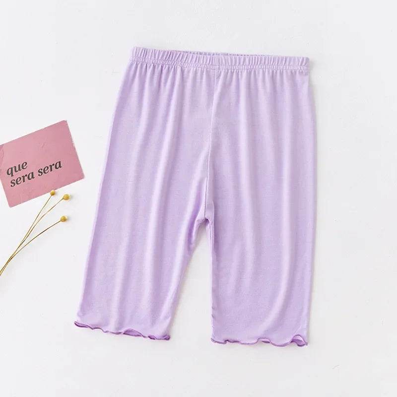 Soft Modal Cotton Knee Length Girls Leggings With Ruched Ruffle Details For Ages 3 To 10 - ToylandEU