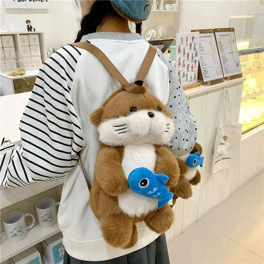  Soft Otter Plush Backpack Unisex Versatile Bag 