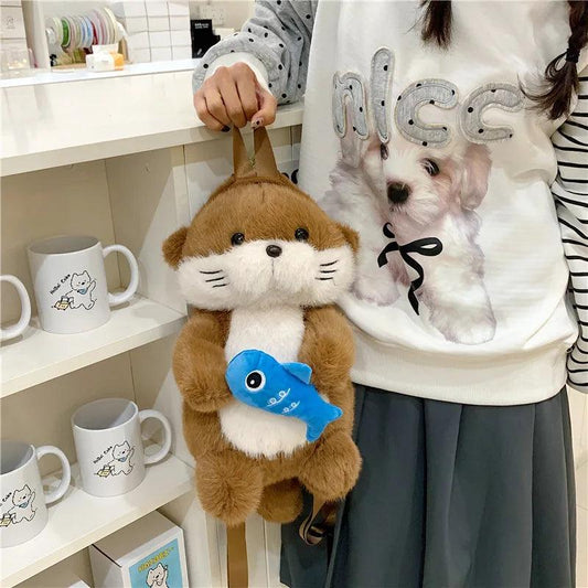  Soft Otter Plush Backpack Unisex Versatile Bag 