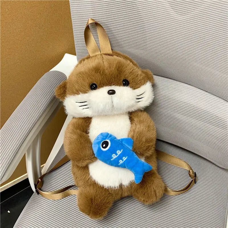  Soft Otter Plush Backpack Unisex Versatile Bag 