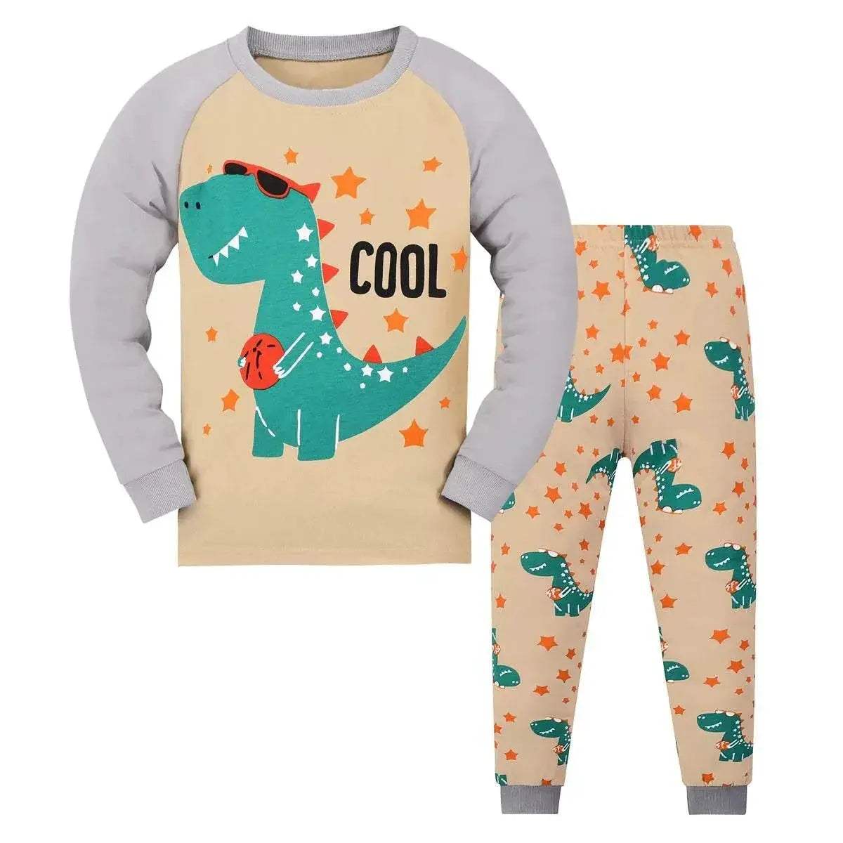 Soft Pajama Set With Dinosaur Print Long Sleeve Top And Pants For Boys Ages 4 To 6 - ToylandEU