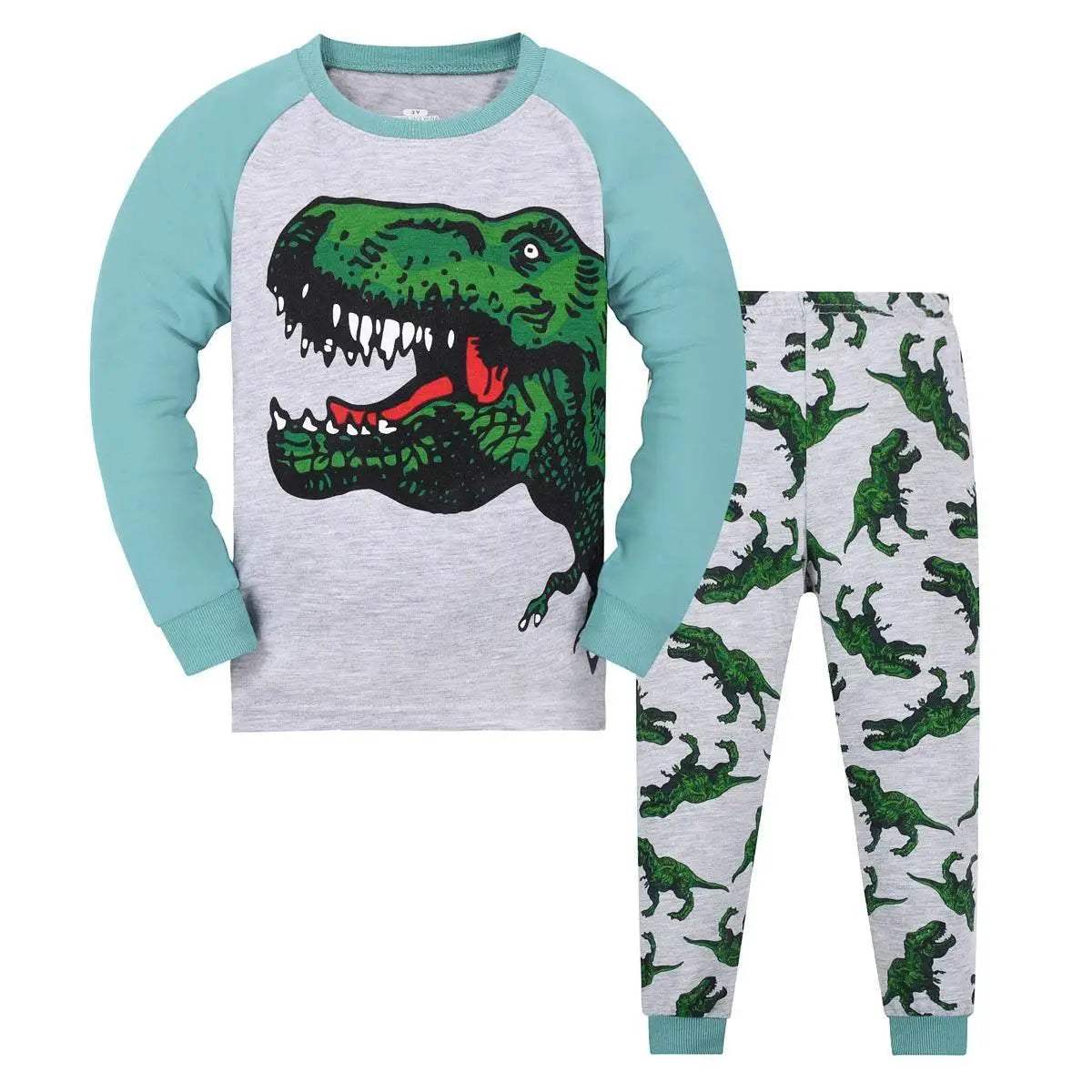 Soft Pajama Set With Dinosaur Print Long Sleeve Top And Pants For Boys Ages 4 To 6 - ToylandEU