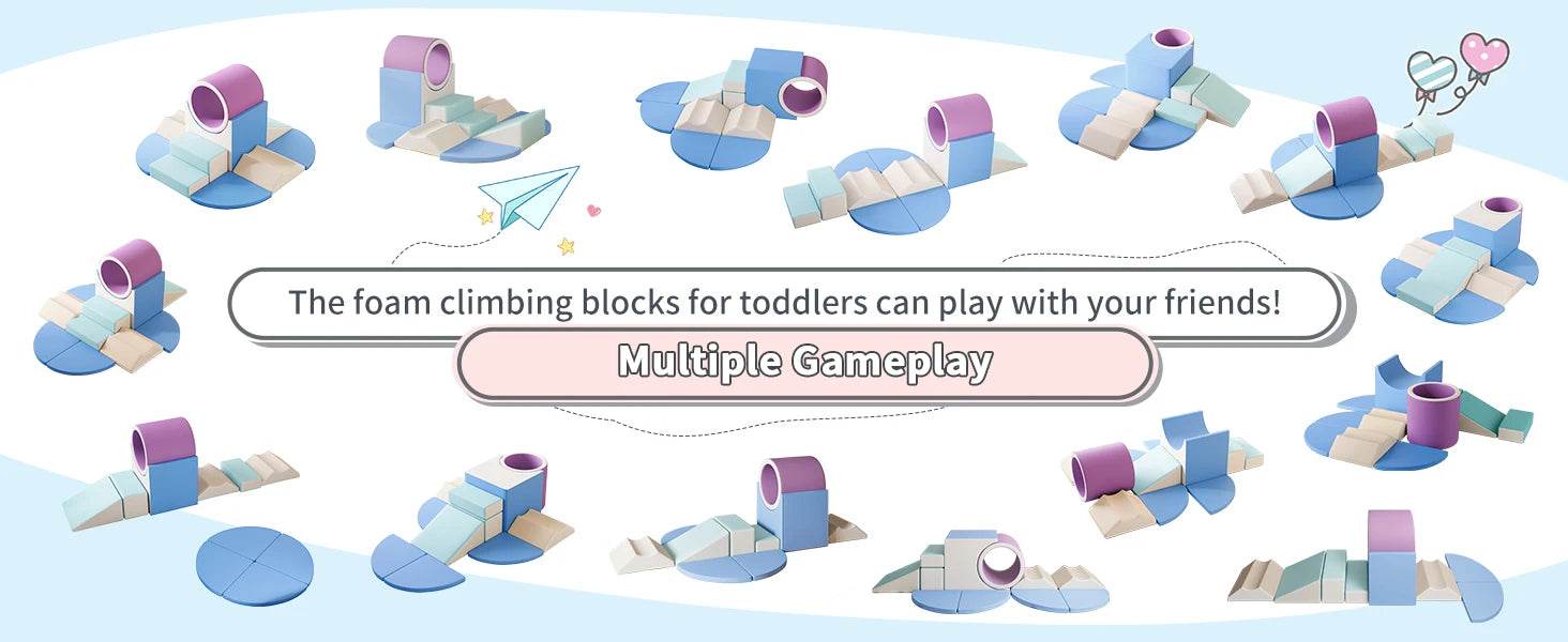 Soft Play Climbing for Toddlers, 10pcs Foam Blocks Set - ToylandEU