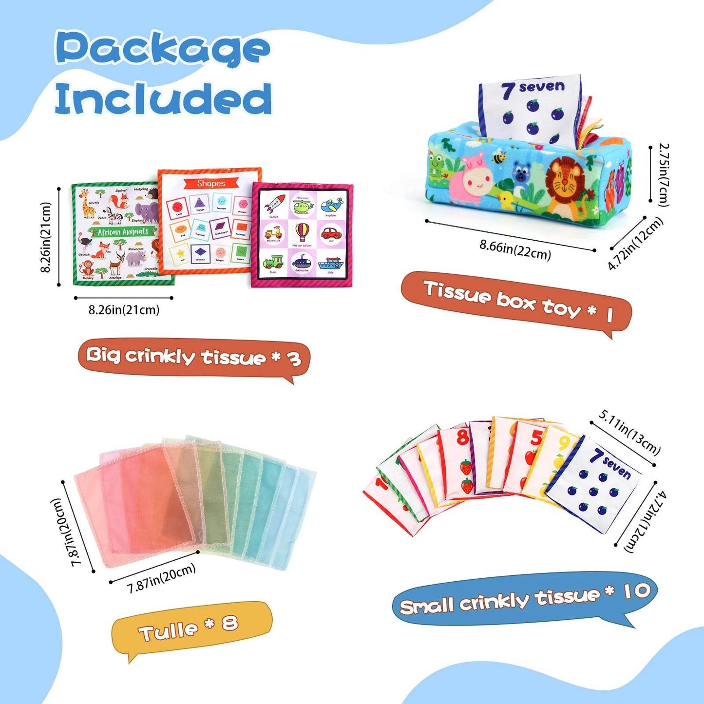 Baby Tissue Box Soft Stuffed High Contrast Montessori Square Sensory Toy for Toddler Educational Learning Toys - ToylandEU