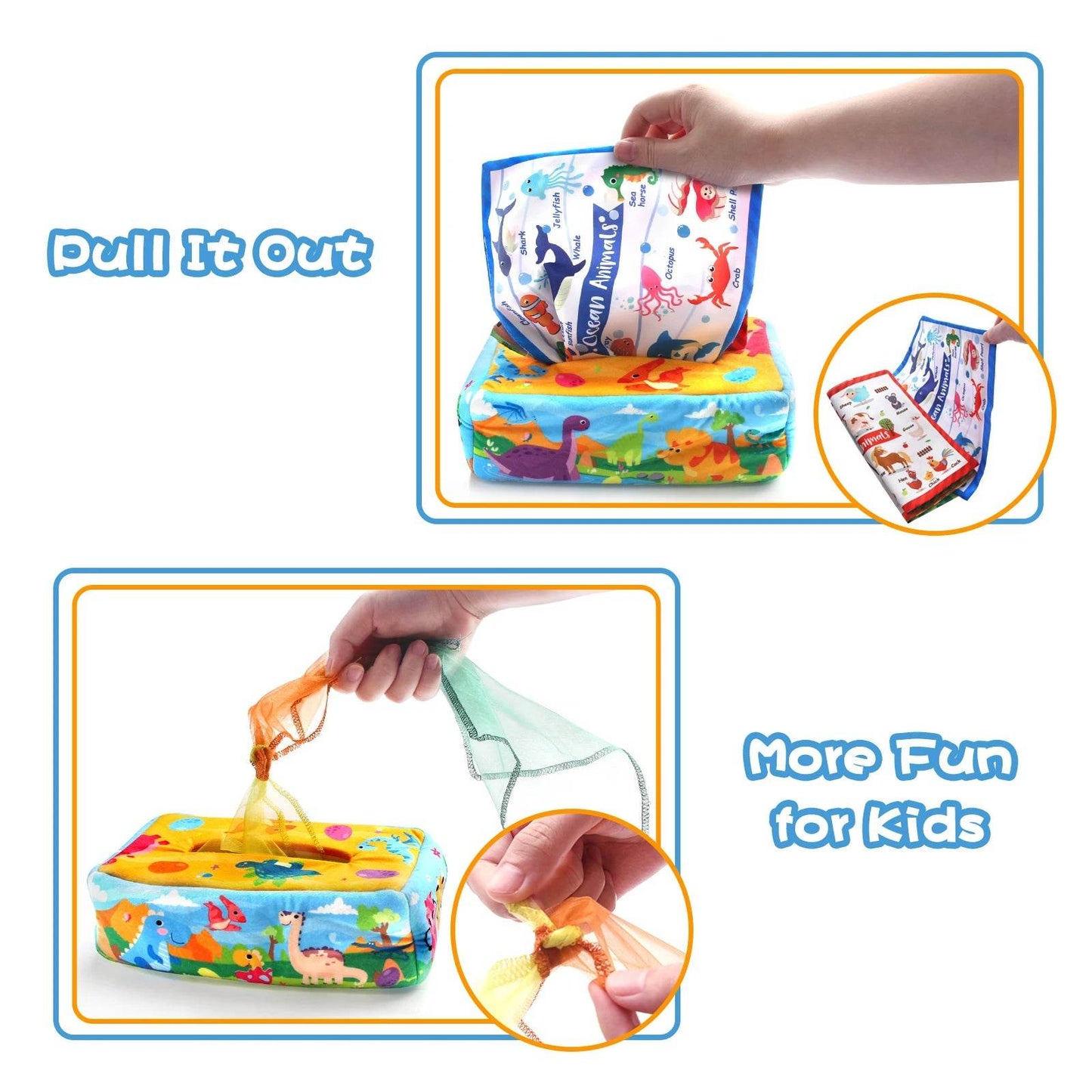 Baby Tissue Box Soft Stuffed High Contrast Montessori Square Sensory Toy for Toddler Educational Learning Toys - ToylandEU