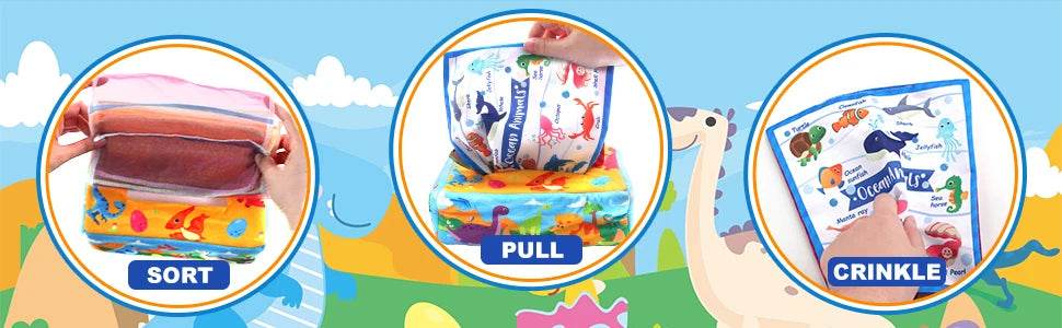 Baby Tissue Box Soft Stuffed High Contrast Montessori Square Sensory Toy for Toddler Educational Learning Toys - ToylandEU