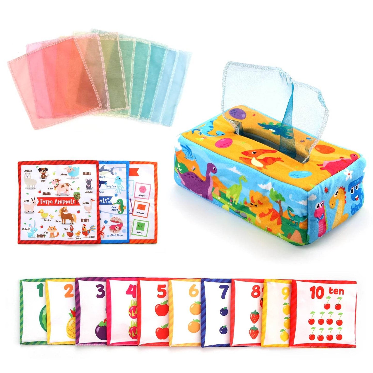 Baby Tissue Box Soft Stuffed High Contrast Montessori Square Sensory Toy for Toddler Educational Learning Toys - ToylandEU
