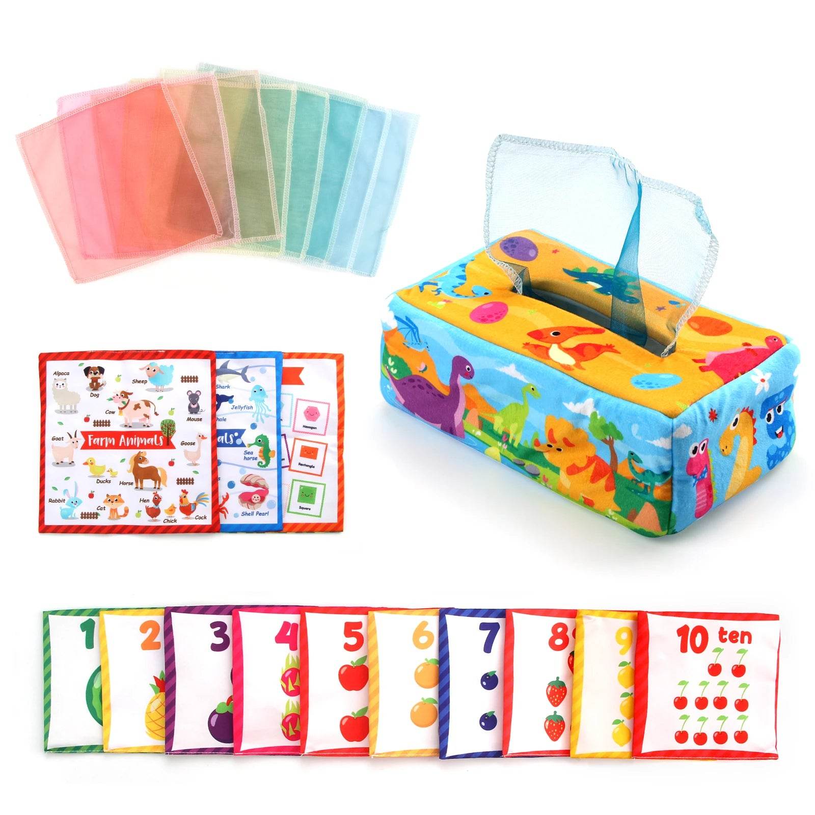 Baby Tissue Box Soft Stuffed High Contrast Montessori Square Sensory Toy for Toddler Educational Learning Toys - ToylandEU