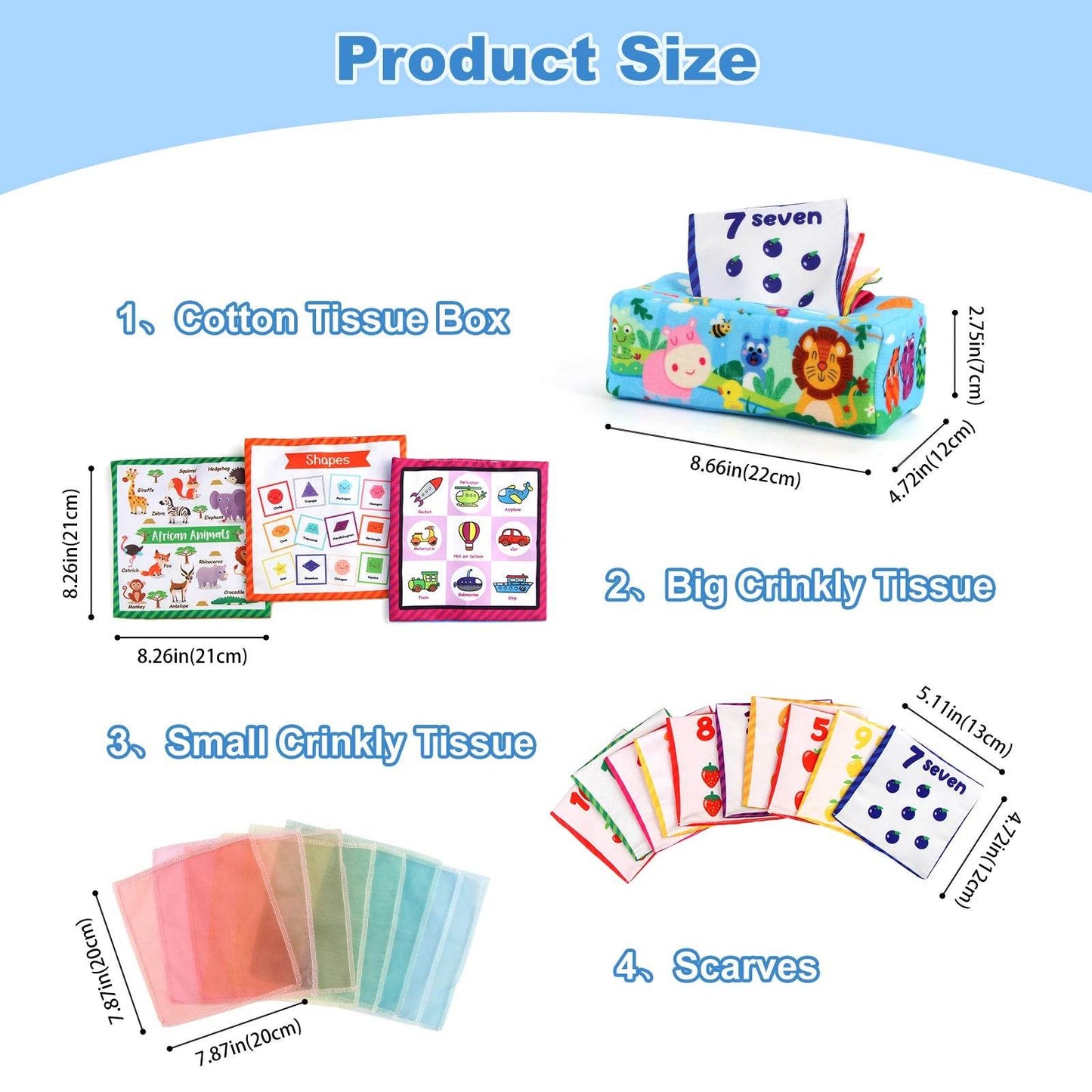 Baby Tissue Box Soft Stuffed High Contrast Montessori Square Sensory Toy for Toddler Educational Learning Toys - ToylandEU