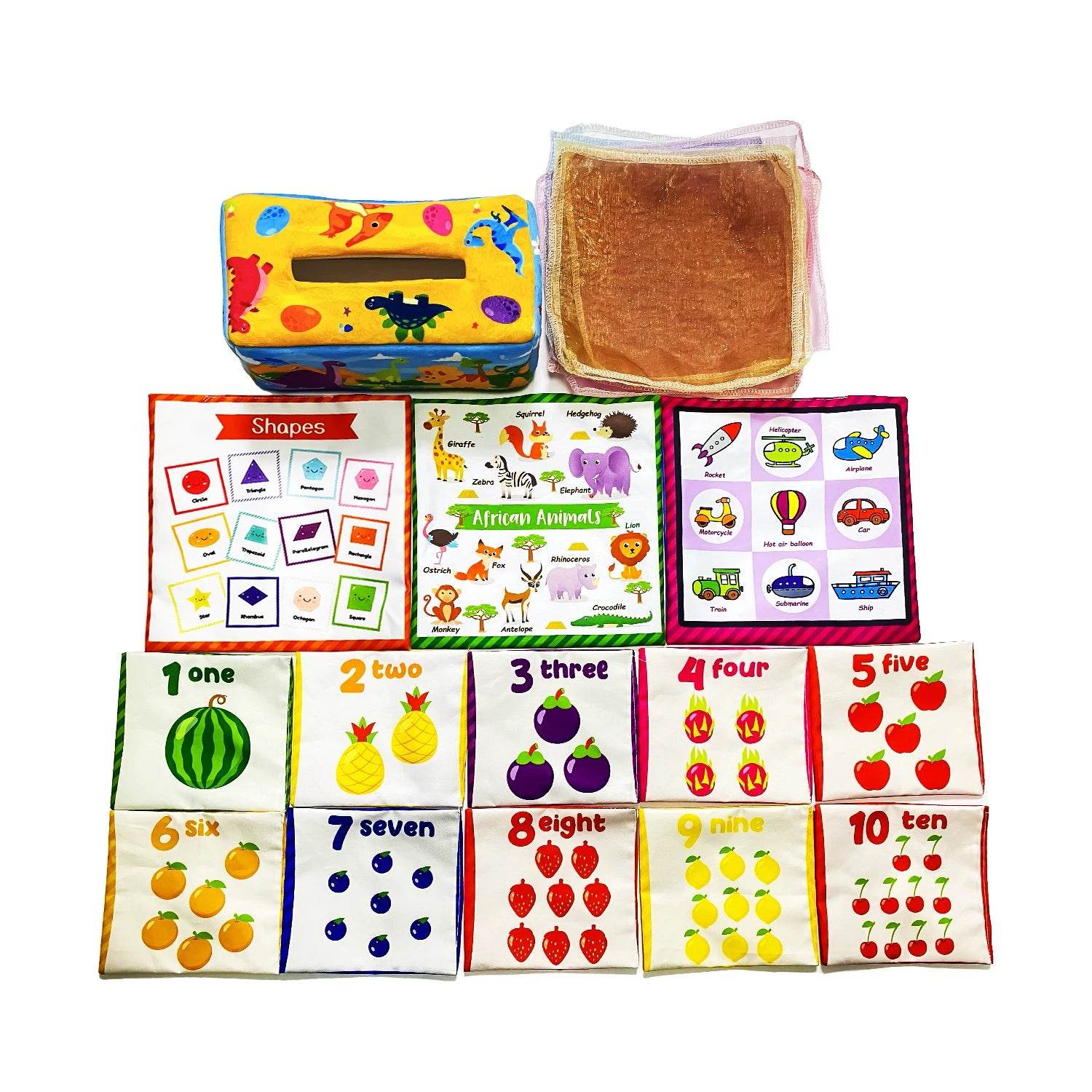 Baby Tissue Box Soft Stuffed High Contrast Montessori Square Sensory Toy for Toddler Educational Learning Toys - ToylandEU