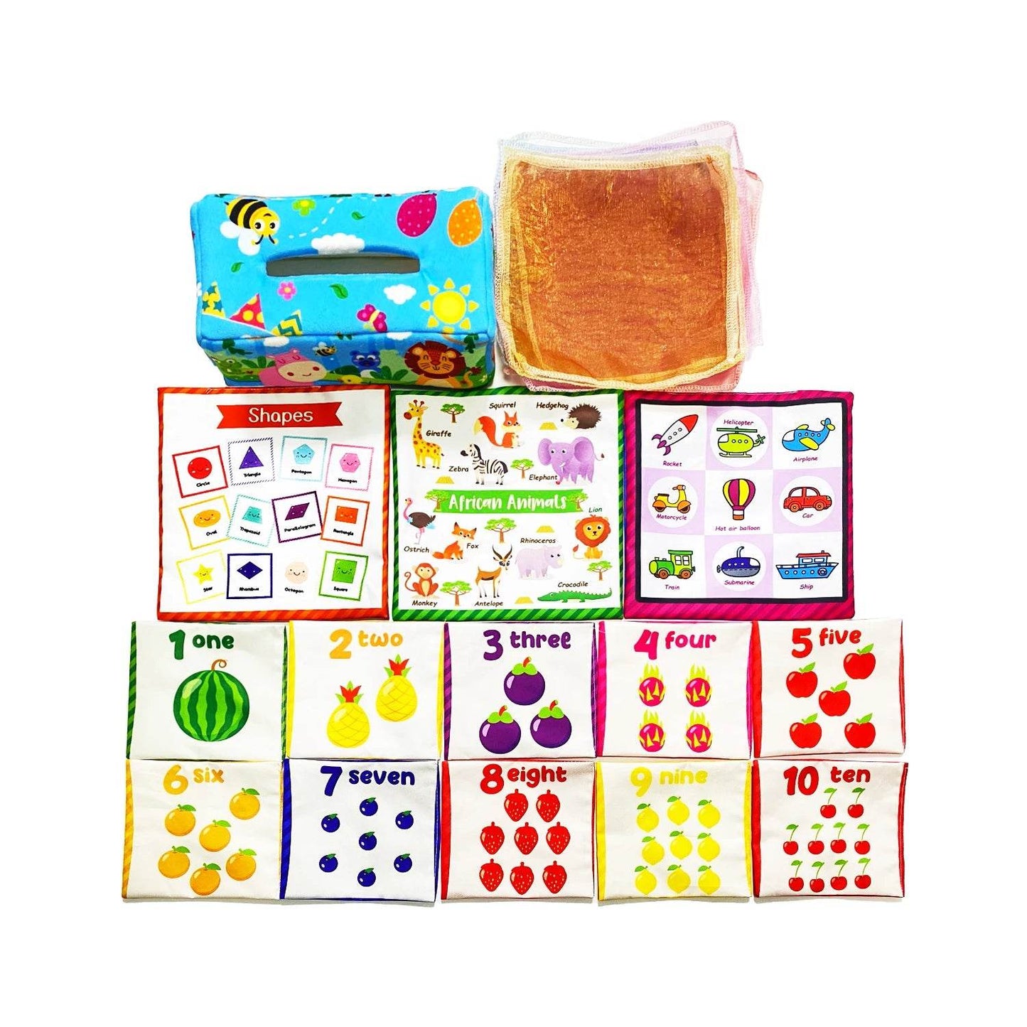 Baby Tissue Box Soft Stuffed High Contrast Montessori Square Sensory Toy for Toddler Educational Learning Toys - ToylandEU