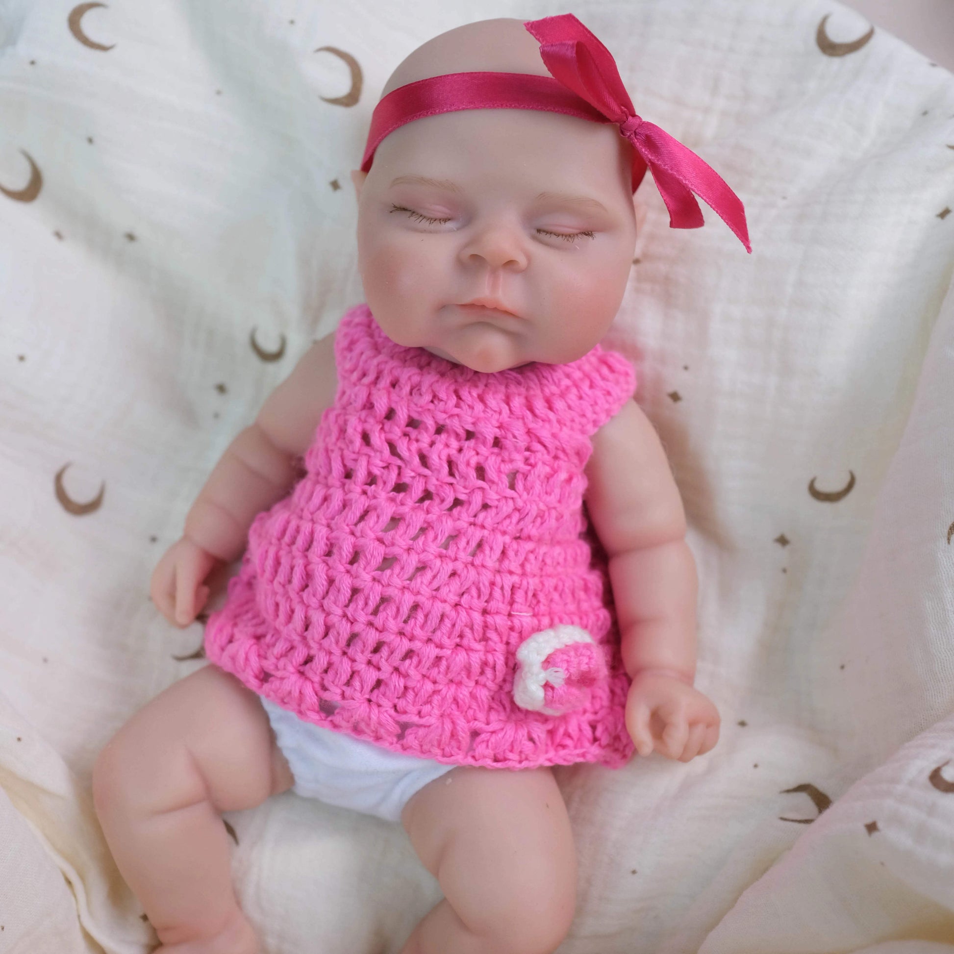 Soft Silicone Doll 12 Inch Educational Toy With Pink Skirt - ToylandEU