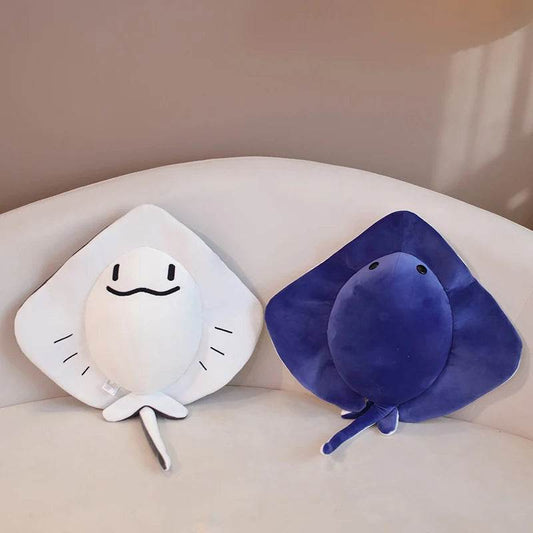 Soft Smiling Manta Ray Plush Toy Cushion For All Ages - ToylandEU