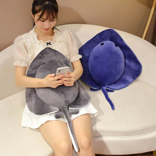 Soft Smiling Manta Ray Plush Toy Cushion For All Ages - ToylandEU