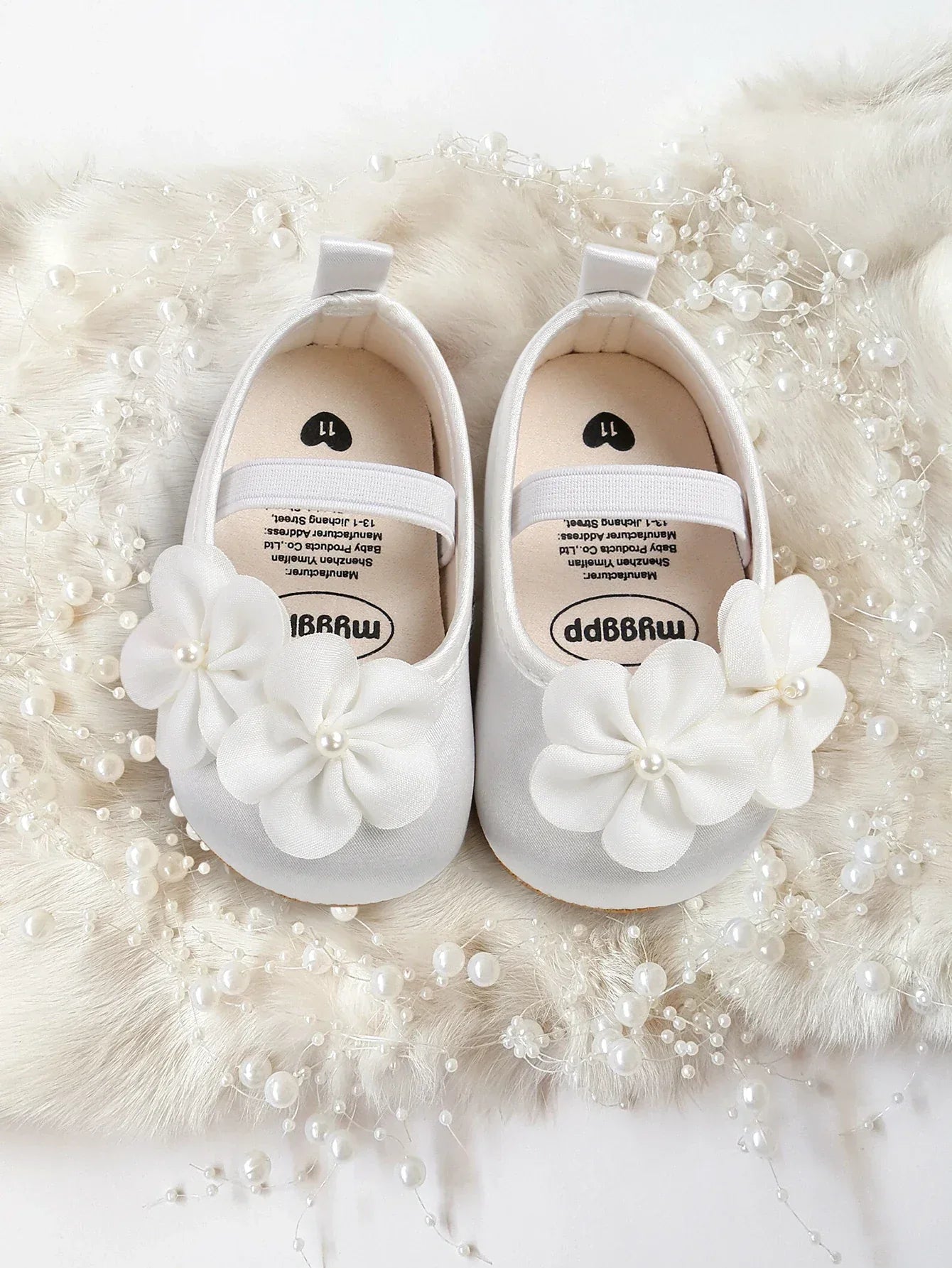 Soft Sole Baby Shoes First Walkers With Pearl Flower - ToylandEU