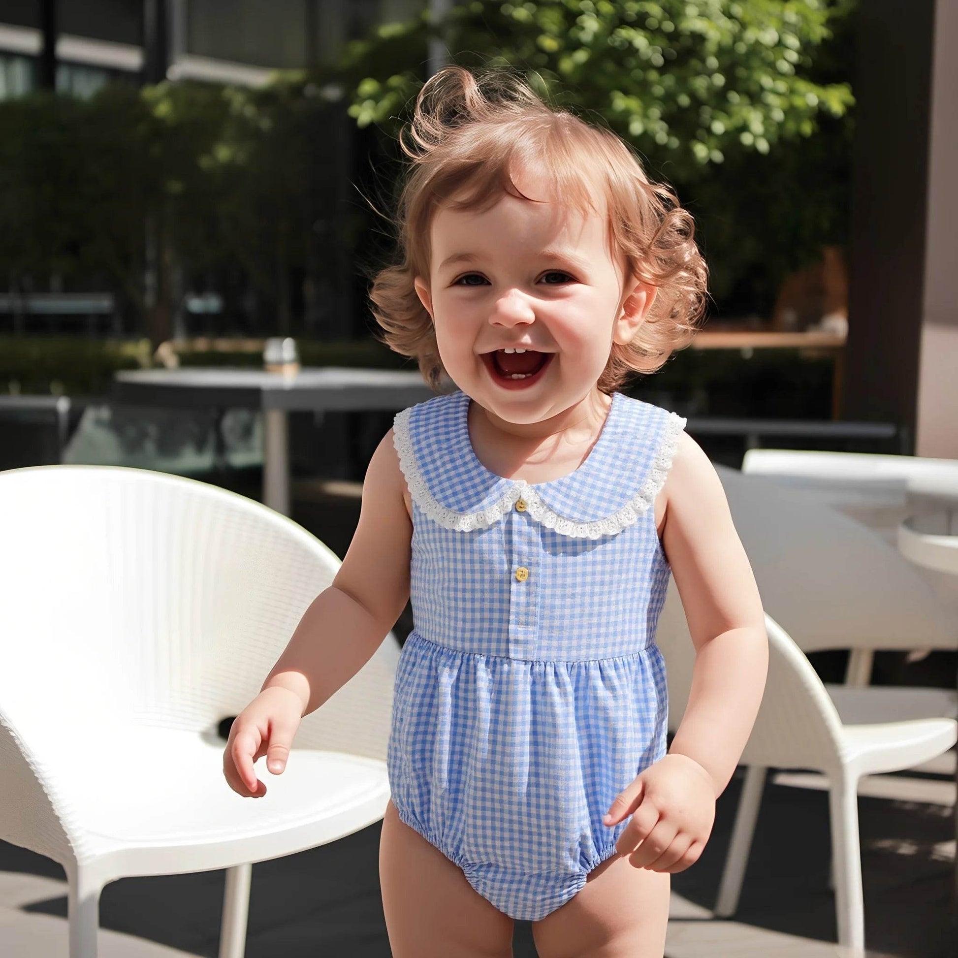 Soft Summer Cotton Baby Bodysuits Plaid Sleeveless Princess Design For Newborn Girls 0 To 1Y - ToylandEU