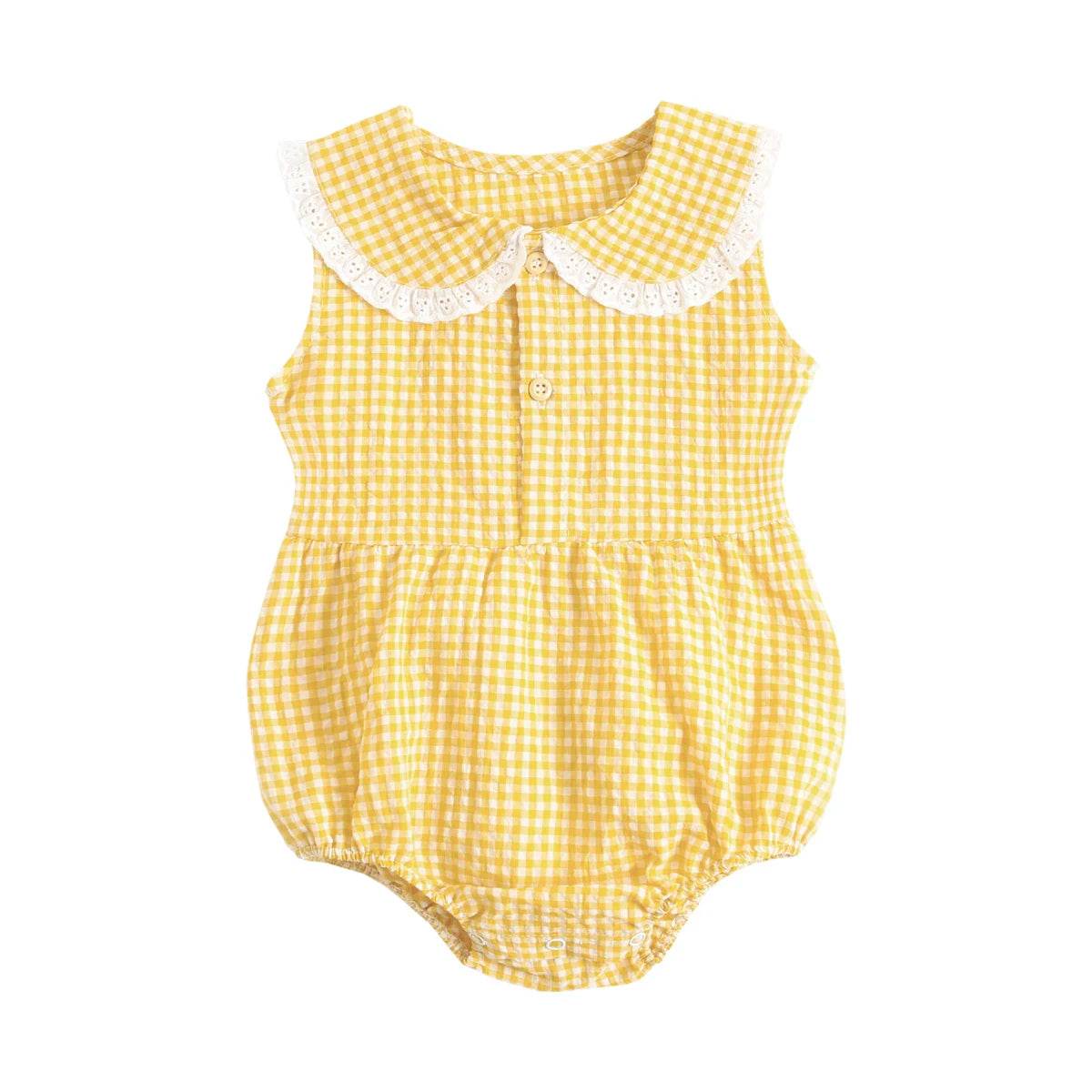 Soft Summer Cotton Baby Bodysuits Plaid Sleeveless Princess Design For Newborn Girls 0 To 1Y - ToylandEU