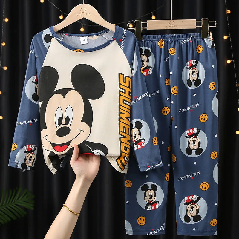 Soft Unisex Kids Pajamas Set Disney Cartoon Pattern Long Sleeve For Spring And Autumn - ToylandEU