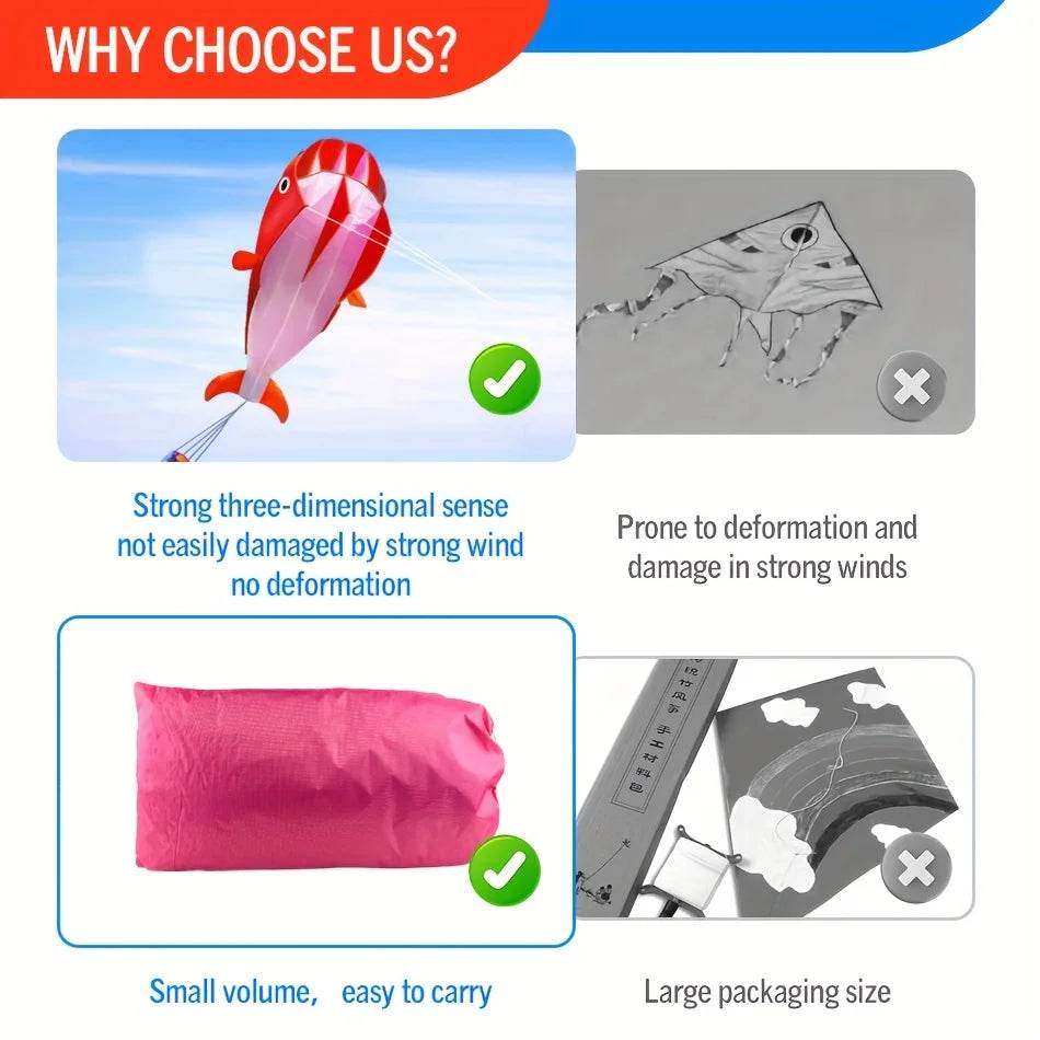 Soft Whale Kite Anti Tear For Beach Enthusiasts Outdoor Fun - ToylandEU