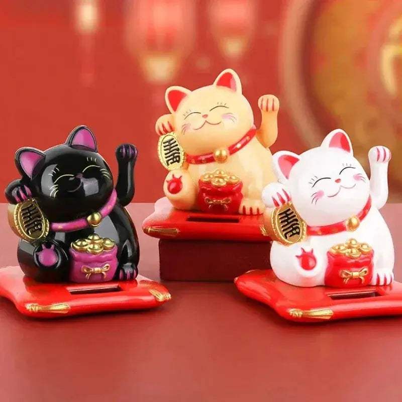 Solar Cat Toy Welcoming Waving Figurine for Home Decor - ToylandEU